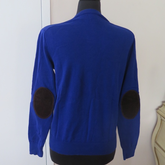 Polo Ralph Lauren Royal Blue V-neck Sweater - Corduroy Elbow Patches - Picture 6 of 11